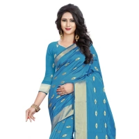 Women's Silk Blend Woven Saree With Unstitched Blouse 5.5Mtr (Light Green) - Light Green