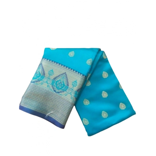 Women's Silk Blend Woven Saree With Unstitched Blouse 5.5Mtr (Green-Multicolor) - Green-Multicolor
