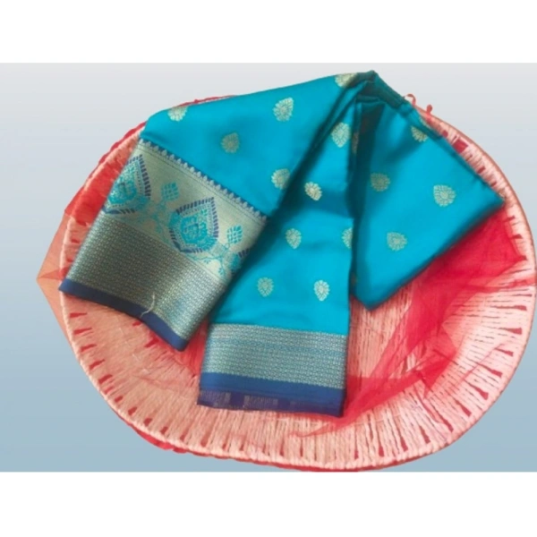 Women's Silk Blend Woven Saree With Unstitched Blouse 5.5Mtr (Green-Multicolor) - Green-Multicolor