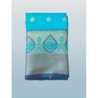 Women's Silk Blend Woven Saree With Unstitched Blouse 5.5Mtr (Green-Multicolor) - Green-Multicolor