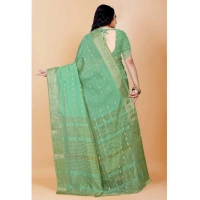 Women's Silk Blend Woven Saree With Unstitched Blouse 5.5Mtr (Light Green) - Light Green