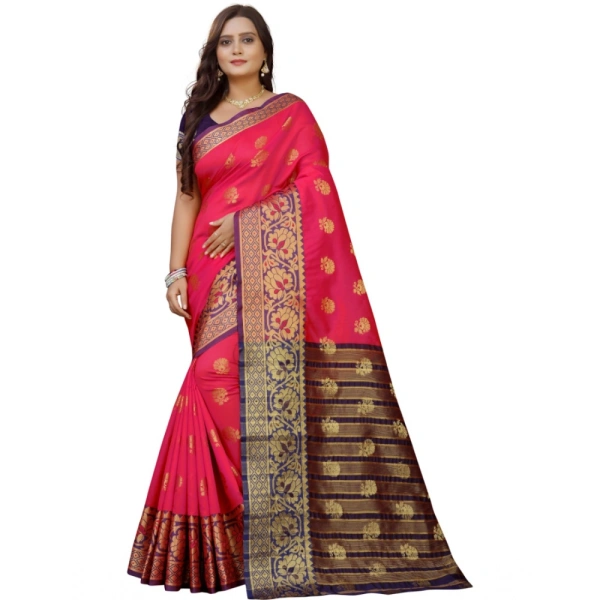 Women's Silk Blend Woven Saree With Unstitched Blouse 5.5Mtr (Multicolor) - Multicolor