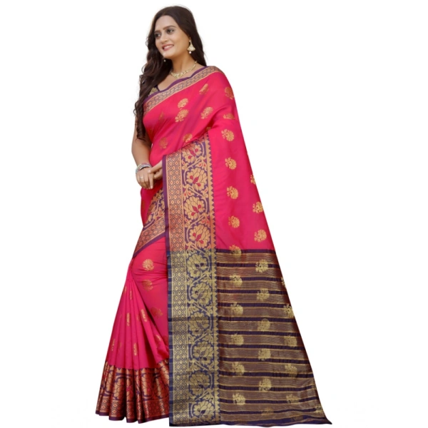 Women's Silk Blend Woven Saree With Unstitched Blouse 5.5Mtr (Multicolor) - Multicolor