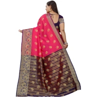 Women's Silk Blend Woven Saree With Unstitched Blouse 5.5Mtr (Multicolor) - Multicolor