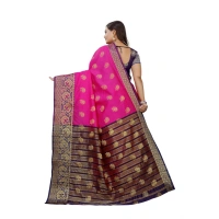 Women's Silk Blend Woven Saree With Unstitched Blouse 5.5Mtr (Pink-Beige) - Pink-Beige