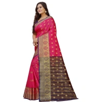 Women's Silk Blend Woven Saree With Unstitched Blouse 5.5Mtr (Multicolor) - Multicolor