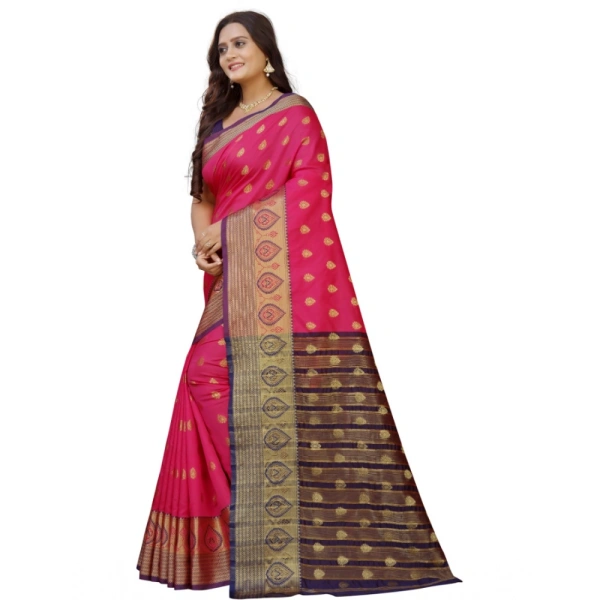 Women's Silk Blend Woven Saree With Unstitched Blouse 5.5Mtr (Multicolor) - Multicolor