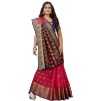 Women's Silk Blend Woven Saree With Unstitched Blouse 5.5Mtr (Multicolor) - Multicolor