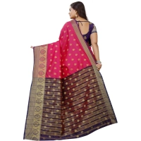 Women's Silk Blend Woven Saree With Unstitched Blouse 5.5Mtr (Multicolor) - Multicolor