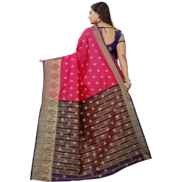 Women's Silk Blend Woven Saree With Unstitched Blouse 5.5Mtr (Multicolor) - Multicolor