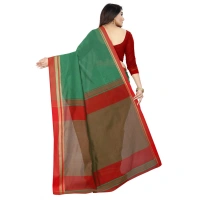 Women's Silk Blend Woven Saree With Unstitched Blouse 5.5Mtr (Green) - Green