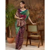 Women's Silk Blend Zari Weaving Saree With Unstitched Blouse 5.5Mtr (Light Green)