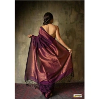 Generic Women's Silk Printed Saree With Unstitched Blouse 5.5Mtr (Wine) - Wine