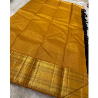 Generic Women's Silk Printed Saree With Unstitched Blouse 5.5Mtr (Black) - Black