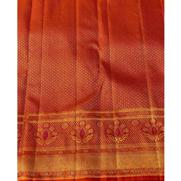 Generic Women's Silk Printed Saree With Unstitched Blouse 5.5Mtr (Red) - Red