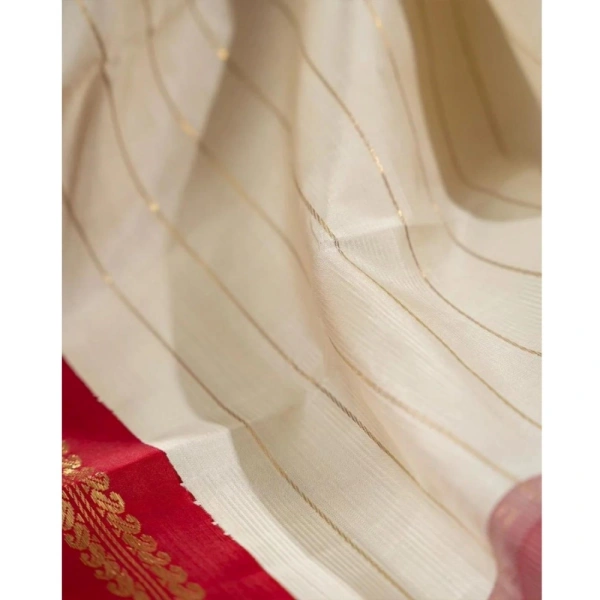 Generic Women's Silk Printed Saree With Unstitched Blouse 5.5Mtr (Off White) - Off White
