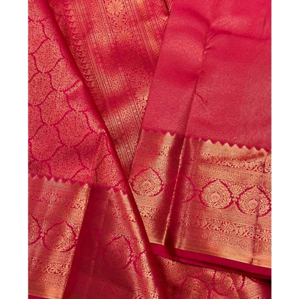Generic Women's Silk Printed Saree With Unstitched Blouse 5.5Mtr (Rani Pink) - Rani Pink
