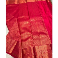 Generic Women's Silk Printed Saree With Unstitched Blouse 5.5Mtr (Rani Pink) - Rani Pink