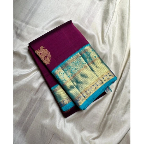 Generic Women's Silk Printed Saree With Unstitched Blouse 5.5Mtr (Wine) - Wine