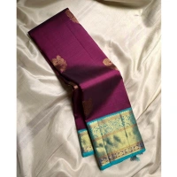 Generic Women's Silk Printed Saree With Unstitched Blouse 5.5Mtr (Wine) - Wine