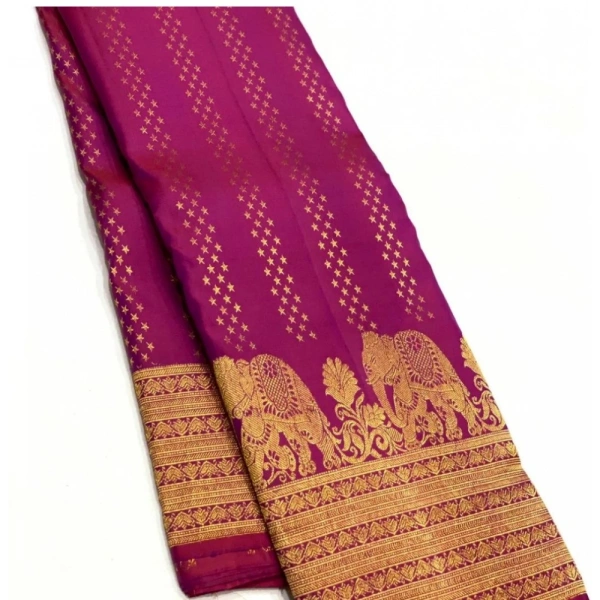 Generic Women's Silk Printed Saree With Unstitched Blouse 5.5Mtr (Rani Pink) - Rani Pink