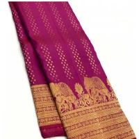 Generic Women's Silk Printed Saree With Unstitched Blouse 5.5Mtr (Rani Pink) - Rani Pink