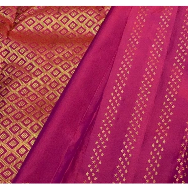Generic Women's Silk Printed Saree With Unstitched Blouse 5.5Mtr (Rani Pink) - Rani Pink