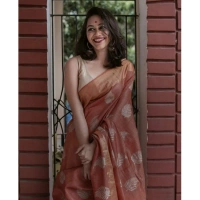Generic Women's Silk Printed Saree With Unstitched Blouse 5.5Mtr (Maroon) - Maroon