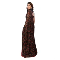 Generic Women's Small Lace Georgette Printed Ready-to-Wear Saree With Unstitched Blouse 5.5 Mtr (Black) - Black