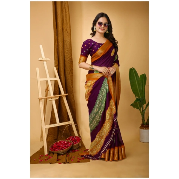 Generic Women's Soft Blooming Marshmallow Fabric Kalamkari Printed Saree With Unstitched Blouse 5.5Mtr (Wine) - Wine