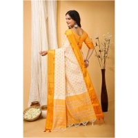 Generic Women's Soft Cotton Silk Printed Saree With Unstitched Blouse 5.5Mtr (Yellow) - Yellow