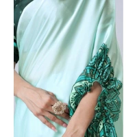 Women's Soft Crepe Silk Printed Ready To Wear Saree With Unstitched Blouse 5.5Mtr (Green)