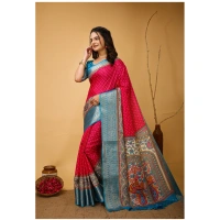 Generic Women's Soft Dola Cotton Kalamkari Printed Saree With Unstitched Blouse 5.5Mtr (Pink) - Pink