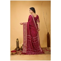 Generic Women's Soft Dola Cotton Kalamkari Printed Saree With Unstitched Blouse 5.5Mtr (Red) - Red