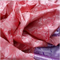 Generic Women's Soft Lichi Silk Printed Saree With Unstitched Blouse 5.5Mtr (Purple) - Purple