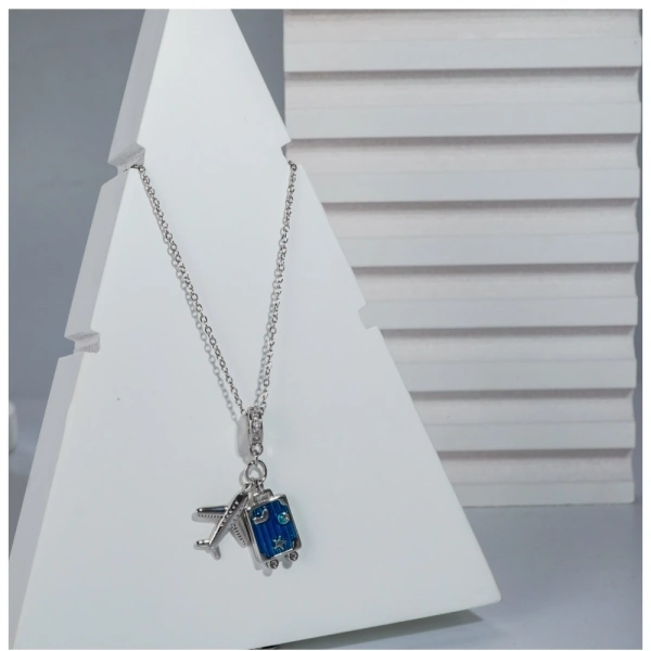 Shopnav Women's Stainless Steel Airplane Design Pendent Delicate Chain (Silver Plated) - Silver Plated