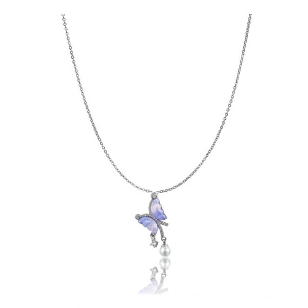 Shopnav Women's Stainless Steel Butterfly Dailywear Pendent Delicate Chain (Silver Plated) - Silver Plated