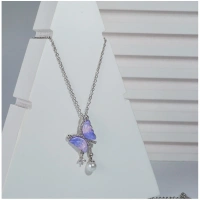 Shopnav Women's Stainless Steel Butterfly Dailywear Pendent Delicate Chain (Silver Plated) - Silver Plated