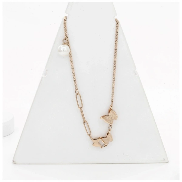 Shopnav Women's Stainless Steel Butterfly Pendent Delicate Chain (Gold Plated) - Gold Plated