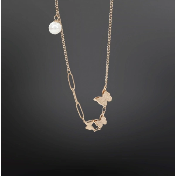 Shopnav Women's Stainless Steel Butterfly Pendent Delicate Chain (Gold Plated) - Gold Plated