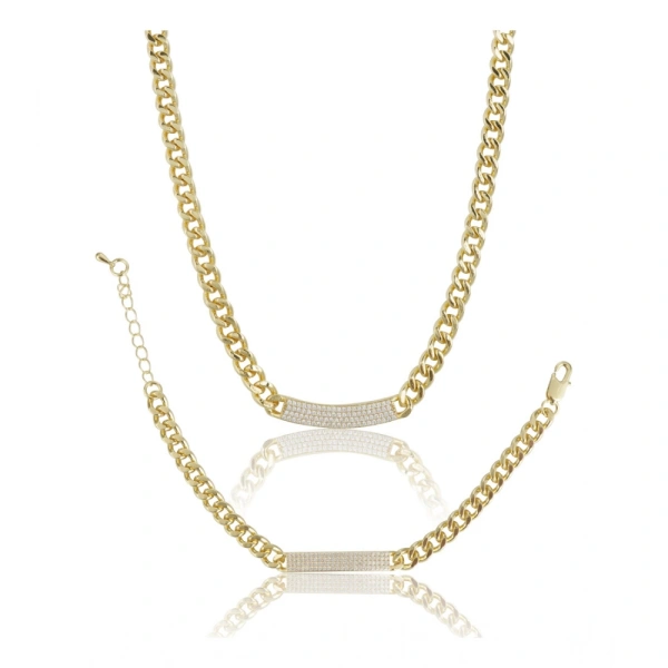 Shopnav Women's Stainless Steel Gold Polish Polish Hand Bracelet And Necklace (Gold Plated) - Gold Plated