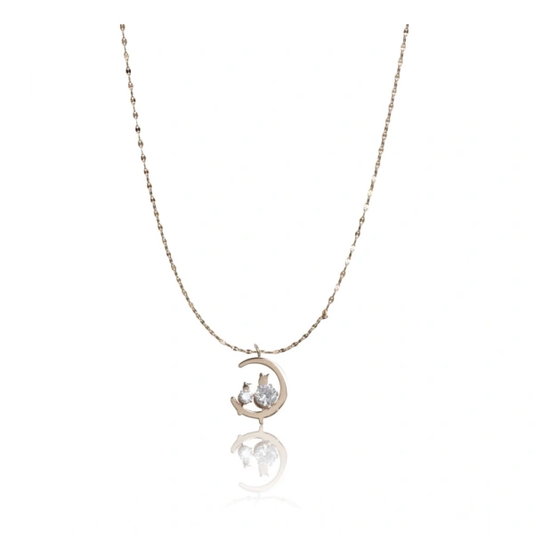 Shopnav Women's Stainless Steel Moon Pendent Delicate Chain (Gold Plated) - Gold Plated