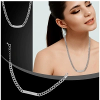 Shopnav Women's Stainless Steel Silver Polish Hand Bracelet And Necklace (Silver Plated) - Silver Plated