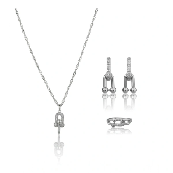 Shopnav Women's Stainless Steel Unique Design Silverpolish Combo Jewelry (Silver Plated) - Silver Plated