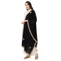 Women's Velvet Gotta Patti Dupatta (Black, Length:Â 2.25 to 2.50 Mtr) - Black