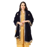 Women's Velvet Gotta Patti Dupatta (Blue, Length:Â 2.25 to 2.50 Mtr) - Blue