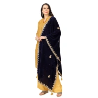 Women's Velvet Gotta Patti Dupatta (Blue, Length:Â 2.25 to 2.50 Mtr) - Blue