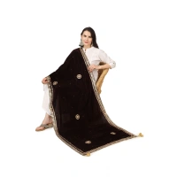 Women's Velvet Gotta Patti Dupatta (Brown, Length:Â 2.25 to 2.50 Mtr) - Brown