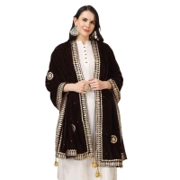 Women's Velvet Gotta Patti Dupatta (Brown, Length:Â 2.25 to 2.50 Mtr) - Brown
