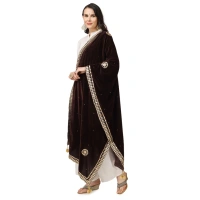 Women's Velvet Gotta Patti Dupatta (Brown, Length:Â 2.25 to 2.50 Mtr) - Brown